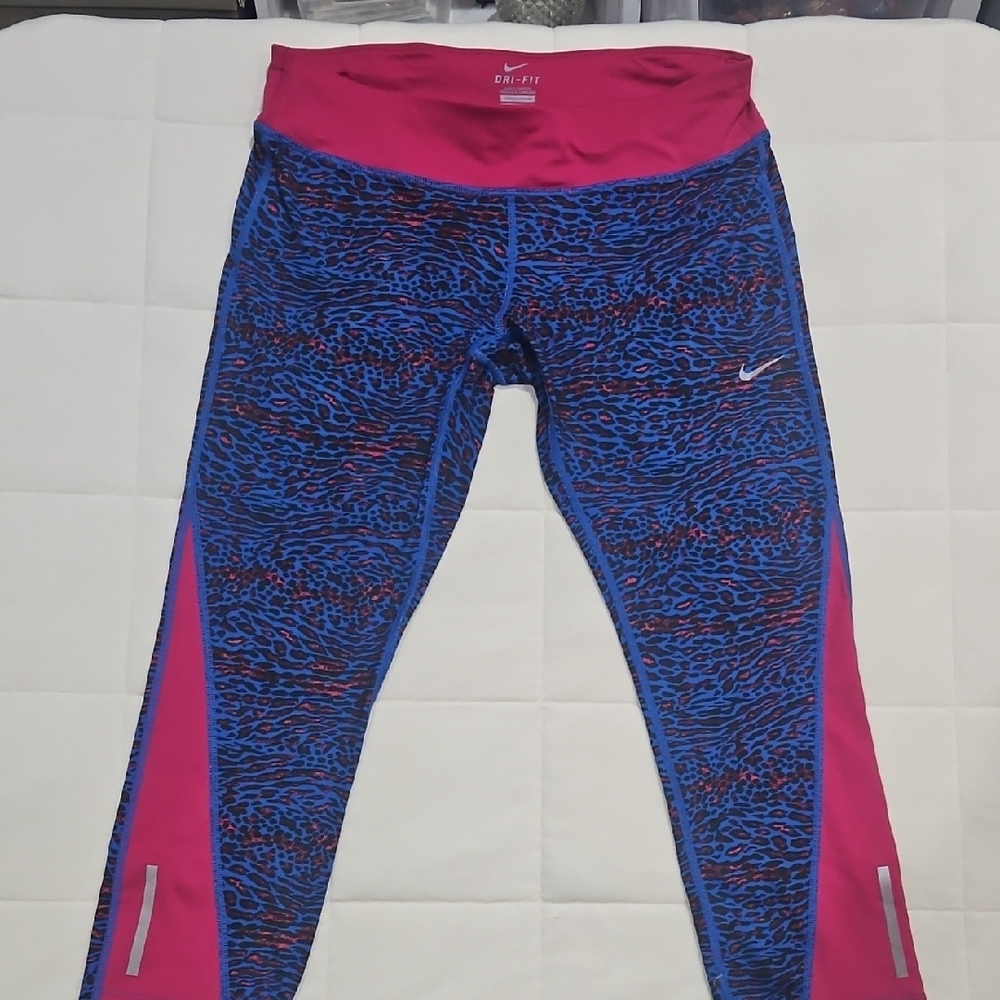 Nike Women's Vibrant Blue and Pink Swim Leggings